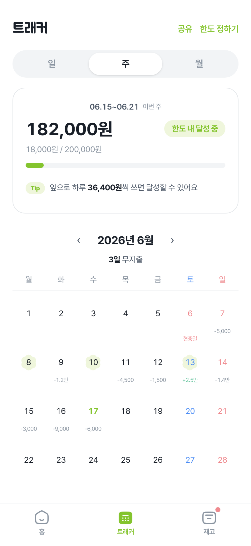 머스캣 트래커 트래커 화면